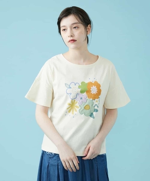 Pop Jocomomola ホコモモラ のtシャツ カットソー Pop Jocomomola ホコモモラ のファッション 刺繍アップリケtシャツ Gjkgp 351 を購入できます Jocomomola トップス 刺繍アップリケtシャツ Tシャツ カットソー 予約販売