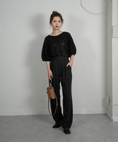 Amiur(エミレ)の「pattern puff sleeve tops(Tシャツ/カットソー・レディース・アイボリー/ブラック/ダークブラウン・FREE)」の11枚目の写真