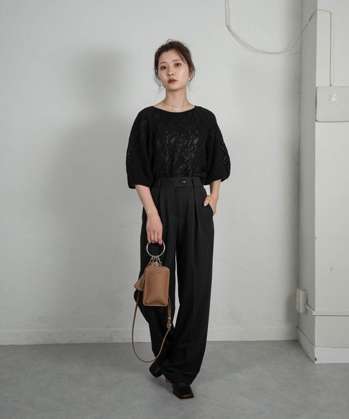 Amiur(エミレ)の「pattern puff sleeve tops(Tシャツ/カットソー・レディース・アイボリー/ブラック/ダークブラウン・FREE)」の12枚目の写真