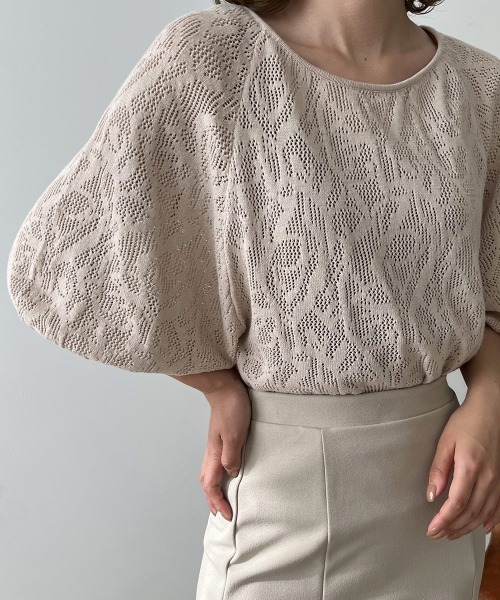 Amiur(エミレ)の「pattern puff sleeve tops(Tシャツ/カットソー・レディース・アイボリー/ブラック/ダークブラウン・FREE)」の22枚目の写真