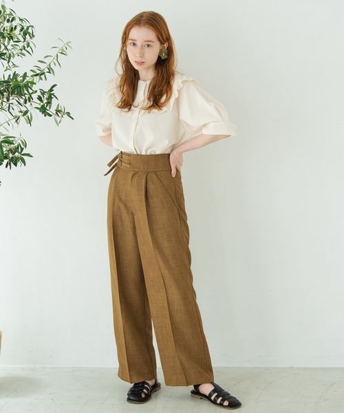 Crisp（クリスプ）の「ヨークフリルワッシャーブラウス（シャツ/ブラウス・レディース・ブルー/グリーン/アイボリー・FREE）」の4枚目の写真