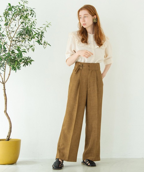 Crisp（クリスプ）の「ヨークフリルワッシャーブラウス（シャツ/ブラウス・レディース・ブルー/グリーン/アイボリー・FREE）」の6枚目の写真