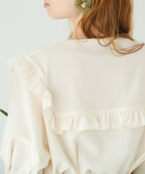 Crisp（クリスプ）の「ヨークフリルワッシャーブラウス（シャツ/ブラウス・レディース・ブルー/グリーン/アイボリー・FREE）」の10枚目の写真