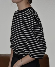 I_am | puff sleeve border t-shirt(Tシャツ/カットソー)