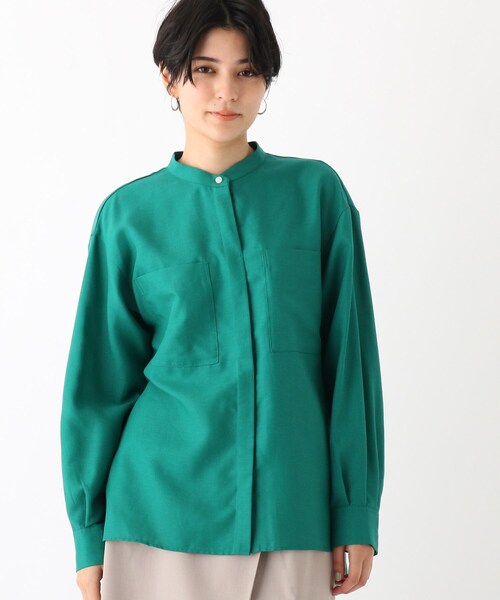 OPAQUE.CLIP（オペークドットクリップ）の「◆リネンブレンド バンドカラーシャツ【WEB限定カラー・サイズ】（シャツ/ブラウス・レディース・ブラック/グリーン/サンドベージュ/ホワイト系その他6・36/38/40/42）」の17枚目の写真