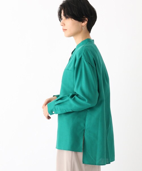 OPAQUE.CLIP（オペークドットクリップ）の「◆リネンブレンド バンドカラーシャツ【WEB限定カラー・サイズ】（シャツ/ブラウス・レディース・ブラック/グリーン/サンドベージュ/ホワイト系その他6・36/38/40/42）」の15枚目の写真