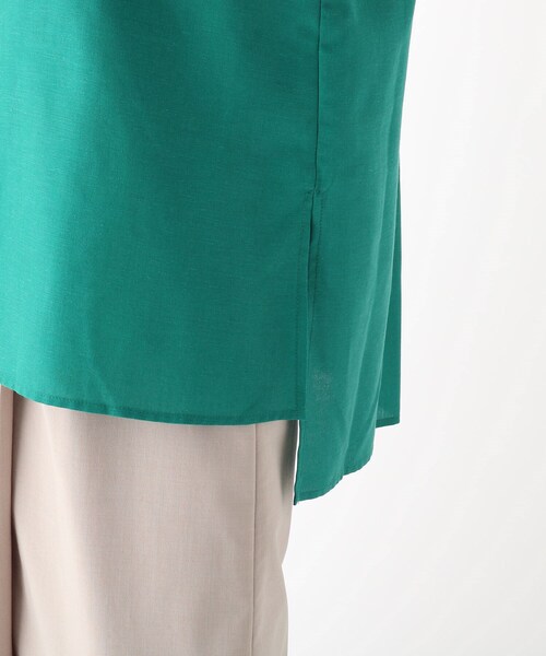 OPAQUE.CLIP（オペークドットクリップ）の「◆リネンブレンド バンドカラーシャツ【WEB限定カラー・サイズ】（シャツ/ブラウス・レディース・ブラック/グリーン/サンドベージュ/ホワイト系その他6・36/38/40/42）」の5枚目の写真