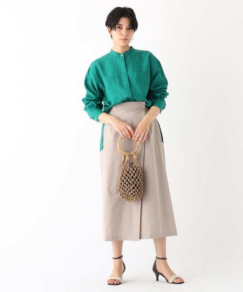 OPAQUE.CLIP（オペークドットクリップ）の「◆リネンブレンド バンドカラーシャツ【WEB限定カラー・サイズ】（シャツ/ブラウス・レディース・ブラック/グリーン/サンドベージュ/ホワイト系その他6・36/38/40/42）」の12枚目の写真