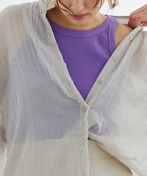 KOBE LETTUCE（コウベレタス）の「ヘビーコットンアメスリリブタンクトップ（タンクトップ・レディース・ブラック/ホワイト/グリーン/グレイッシュベージュ/パープル/チャコール・FREE）」の6枚目の写真