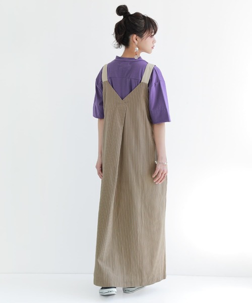 osharewalker（オシャレウォーカー）の「【廃盤】『肩紐リボンストライプ柄ジャンパースカート』（ジャンパースカート・レディース・ベージュ/ネイビー・1/2）」の15枚目の写真