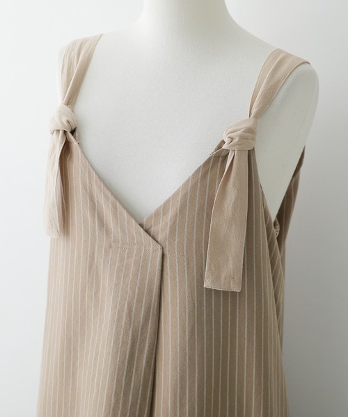 osharewalker（オシャレウォーカー）の「【廃盤】『肩紐リボンストライプ柄ジャンパースカート』（ジャンパースカート・レディース・ベージュ/ネイビー・1/2）」の19枚目の写真