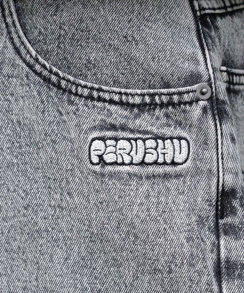 Perushu（ペルーシュ）の「セミワイドストレートケミカルウォッシュデニム（デニムパンツ・メンズ・ブルー/ブラック・MEDIUM/LARGE/SMALL）」の14枚目の写真