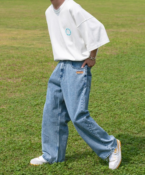 Perushu（ペルーシュ）の「セミワイドストレートケミカルウォッシュデニム（デニムパンツ・メンズ・ブルー/ブラック・MEDIUM/LARGE/SMALL）」の17枚目の写真