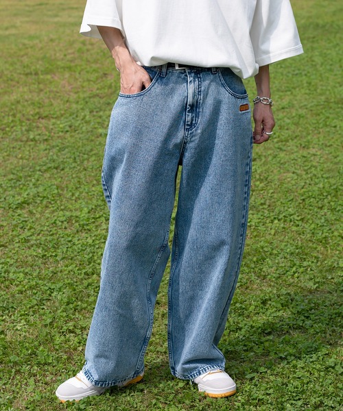 Perushu（ペルーシュ）の「セミワイドストレートケミカルウォッシュデニム（デニムパンツ・メンズ・ブルー/ブラック・MEDIUM/LARGE/SMALL）」の21枚目の写真