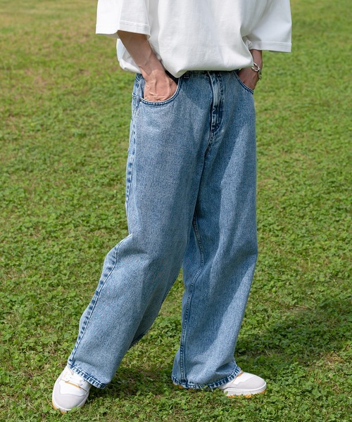 Perushu（ペルーシュ）の「セミワイドストレートケミカルウォッシュデニム（デニムパンツ・メンズ・ブルー/ブラック・MEDIUM/LARGE/SMALL）」の20枚目の写真