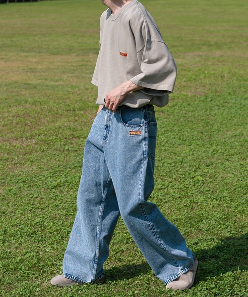 Perushu（ペルーシュ）の「セミワイドストレートケミカルウォッシュデニム（デニムパンツ・メンズ・ブルー/ブラック・MEDIUM/LARGE/SMALL）」の18枚目の写真