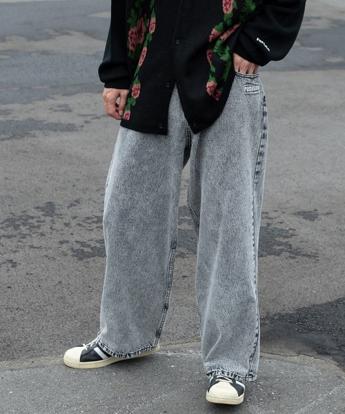 Perushu（ペルーシュ）の「セミワイドストレートケミカルウォッシュデニム（デニムパンツ・メンズ・ブルー/ブラック・MEDIUM/LARGE/SMALL）」の5枚目の写真