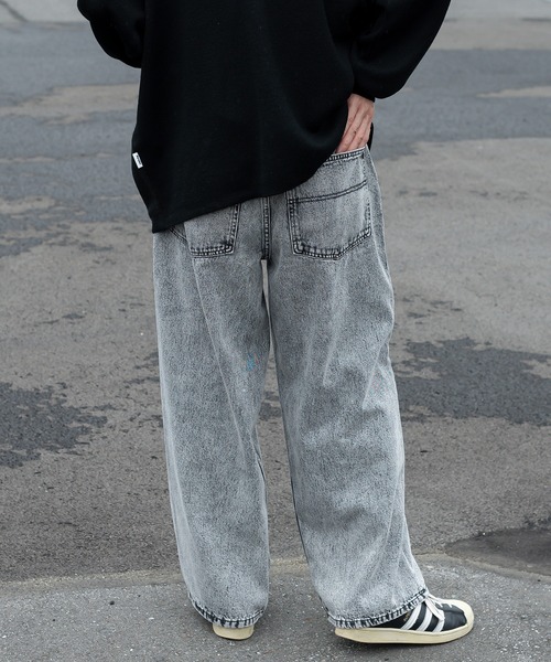 セール】セミワイドストレートケミカルウォッシュデニム（デニムパンツ