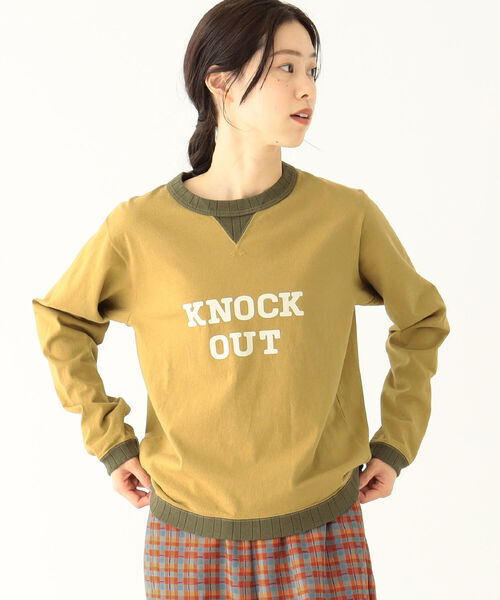 KNOCK OUT ノックアウト ボーダー柄 ロングスリーブ セーター ホワイト