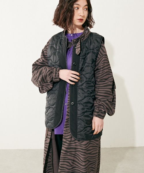 Lui's（ルイス）の「ライナー付きゼブラプリントモッズコート（モッズコート・レディース・グレー・FREE）」の4枚目の写真