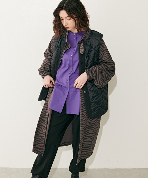 Lui's（ルイス）の「ライナー付きゼブラプリントモッズコート（モッズコート・レディース・グレー・FREE）」の11枚目の写真