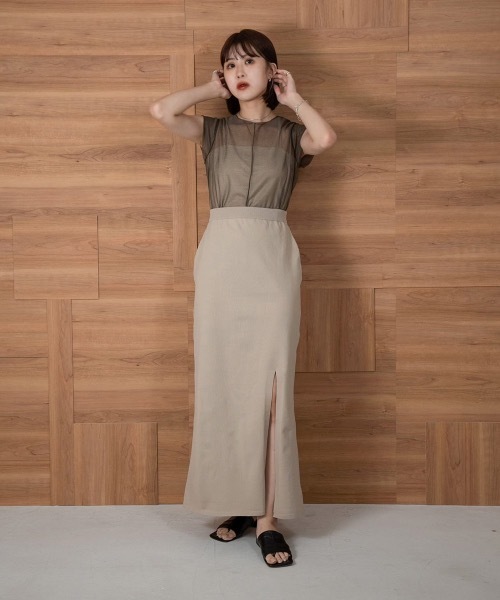 Amiur(エミレ)の「front slit long tight skirt(スカート・レディース・ブラック/グリーン/グレー系その他・FREE)」の6枚目の写真