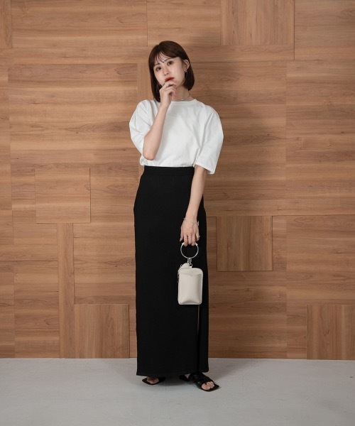 Amiur(エミレ)の「front slit long tight skirt(スカート・レディース・ブラック/グリーン/グレー系その他・FREE)」の5枚目の写真