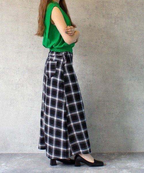 SELECT LEVERY（セレクトリベリー）の「綿麻チェックスカート（スカート・レディース・ベージュ/ネイビー/ブラック/ブラウン・LARGE/MEDIUM/SMALL/X-LARGE）」の3枚目の写真