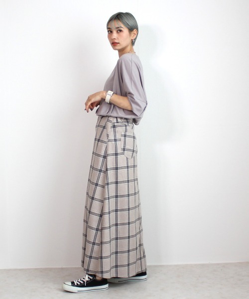 SELECT LEVERY（セレクトリベリー）の「綿麻チェックスカート（スカート・レディース・ベージュ/ネイビー/ブラック/ブラウン・LARGE/MEDIUM/SMALL/X-LARGE）」の22枚目の写真
