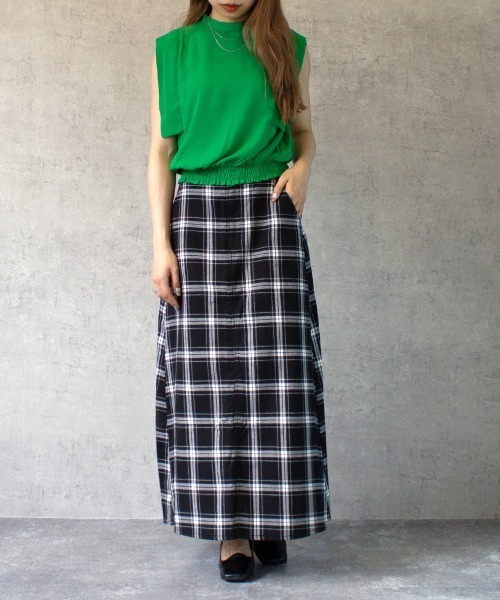 SELECT LEVERY（セレクトリベリー）の「綿麻チェックスカート（スカート・レディース・ベージュ/ネイビー/ブラック/ブラウン・LARGE/MEDIUM/SMALL/X-LARGE）」の13枚目の写真