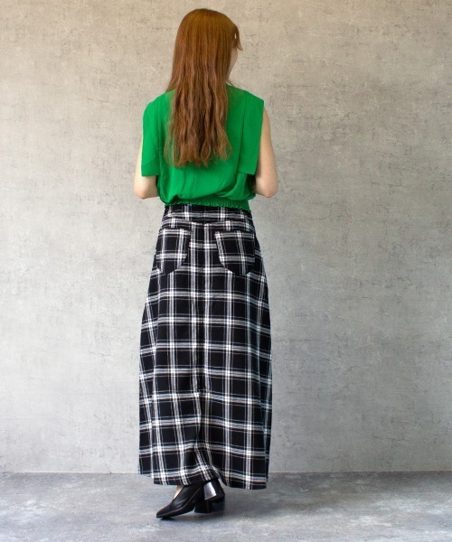 SELECT LEVERY（セレクトリベリー）の「綿麻チェックスカート（スカート・レディース・ベージュ/ネイビー/ブラック/ブラウン・LARGE/MEDIUM/SMALL/X-LARGE）」の7枚目の写真