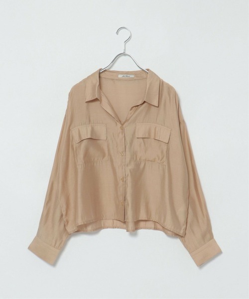 notch.(ノッチ)の「光沢クロップドシャツ(シャツ/ブラウス・レディース・ブラック/ベージュ・M)」の3枚目の写真