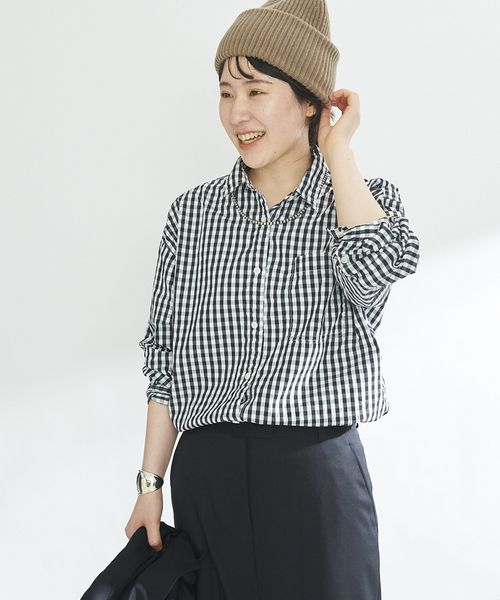 plage（プラージュ）の「Boys box シャツ（シャツ/ブラウス・レディース・カーキ/ホワイト/ブラック×ブラック/スミクロ・FREE）」の2枚目の写真