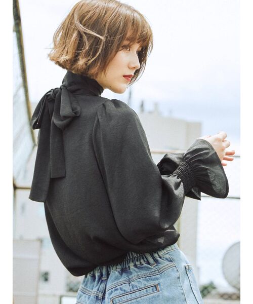 jouetie(ジュエティ)の「キャンディースリーブリボンタイブラウス(シャツ/ブラウス・レディース・アイボリー/ブラック/ピンク/レッド・MEDIUM)」の5枚目の写真