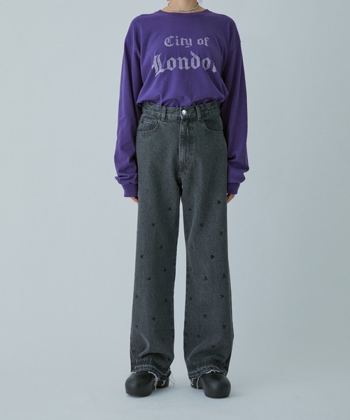 M TO R（ムウトアール）の「［TOPS］SCREEN STARS OLD ENGLISH LETTER LOGO L/S T（Tシャツ/カットソー・レディース・ライトグレー/ブラック/パープル・FREE）」の5枚目の写真