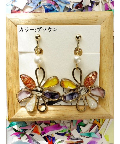 tone(トーン)の「【零-Rei-】彩生シリーズ 華 イヤリング(MA)(イヤリング・レディース・グリーン/レッド/ブルー/イエロー/オレンジ/ターコイズブルー/パープル/ブラウン・FREE)」の2枚目の写真
