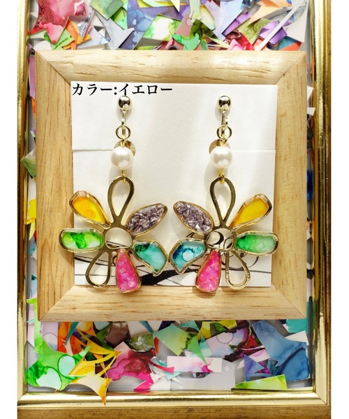 tone(トーン)の「【零-Rei-】彩生シリーズ 華 イヤリング(MA)(イヤリング・レディース・グリーン/レッド/ブルー/イエロー/オレンジ/ターコイズブルー/パープル/ブラウン・FREE)」の6枚目の写真