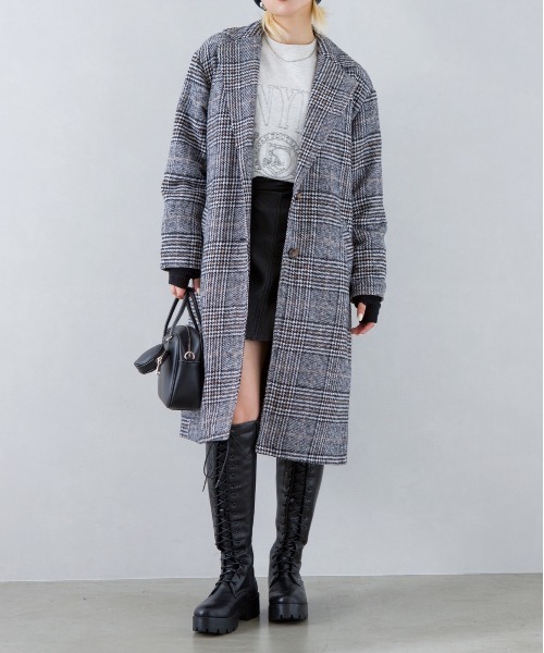 SpRay（スプレイ）の「グレンチェックチェスターコート（チェスターコート・レディース・ブラウン/ブラック・FREE）」の3枚目の写真