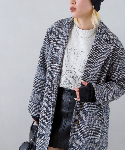 SpRay（スプレイ）の「グレンチェックチェスターコート（チェスターコート・レディース・ブラウン/ブラック・FREE）」の7枚目の写真