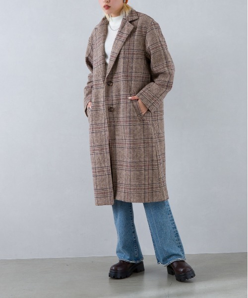 SpRay（スプレイ）の「グレンチェックチェスターコート（チェスターコート・レディース・ブラウン/ブラック・FREE）」の4枚目の写真