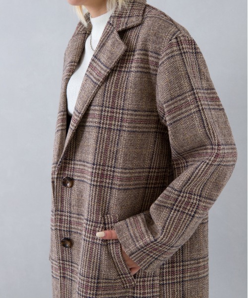 SpRay（スプレイ）の「グレンチェックチェスターコート（チェスターコート・レディース・ブラウン/ブラック・FREE）」の6枚目の写真