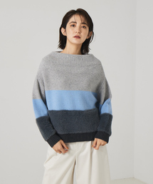 qualite | カラーブロックフェザーニット(ニット/セーター)