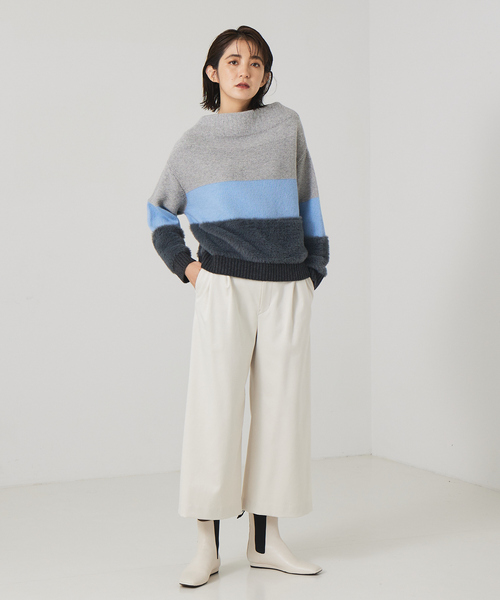 qualite（カリテ）の「カラーブロックフェザーニット（ニット/セーター・レディース・サックスブルー/ベージュ・フリー）」の12枚目の写真