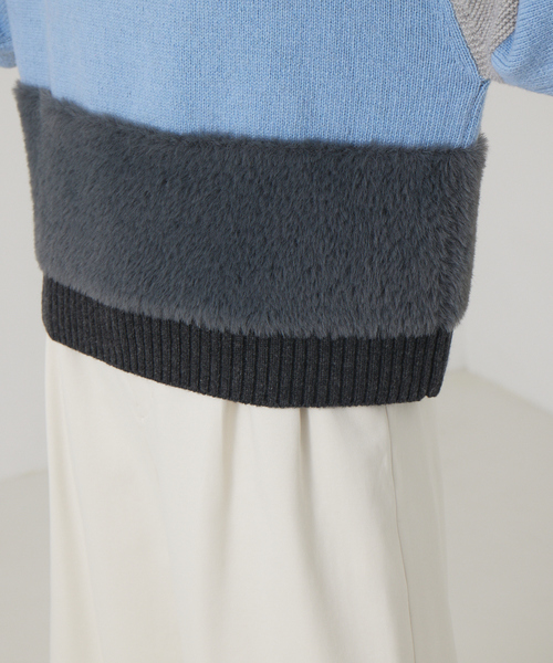 qualite（カリテ）の「カラーブロックフェザーニット（ニット/セーター・レディース・サックスブルー/ベージュ・フリー）」の18枚目の写真