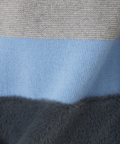 qualite（カリテ）の「カラーブロックフェザーニット（ニット/セーター・レディース・サックスブルー/ベージュ・フリー）」の19枚目の写真
