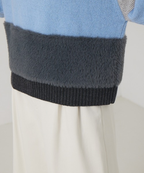 qualite（カリテ）の「カラーブロックフェザーニット（ニット/セーター・レディース・サックスブルー/ベージュ・フリー）」の9枚目の写真