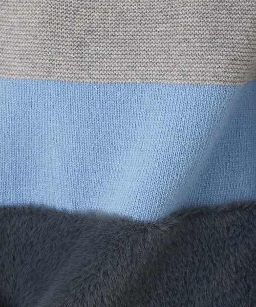 qualite（カリテ）の「カラーブロックフェザーニット（ニット/セーター・レディース・サックスブルー/ベージュ・フリー）」の7枚目の写真