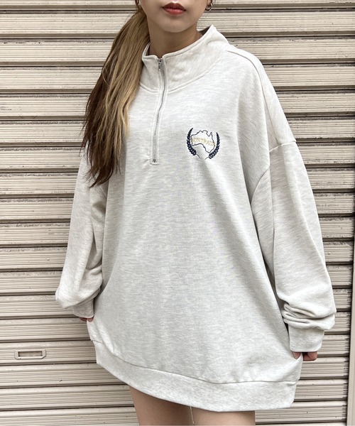 one way（ワンウェイ）の「ハーフジップBIGスウエット（スウェット・レディース・ホワイト/ライトグレー/ブラック・FREE）」の3枚目の写真