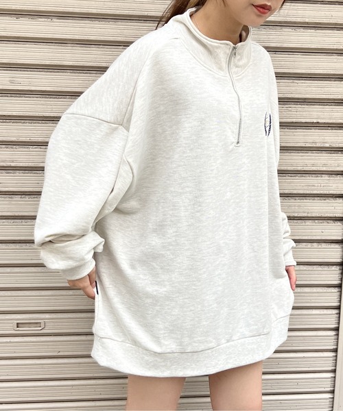 one way（ワンウェイ）の「ハーフジップBIGスウエット（スウェット・レディース・ホワイト/ライトグレー/ブラック・FREE）」の5枚目の写真