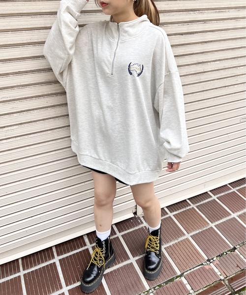 one way（ワンウェイ）の「ハーフジップBIGスウエット（スウェット・レディース・ホワイト/ライトグレー/ブラック・FREE）」の7枚目の写真